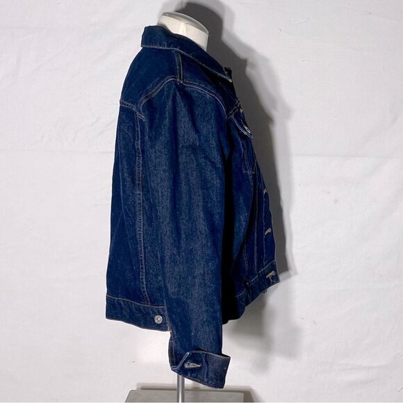 Vintage Reflect Jeans Oversized Dark Wash Button Up Denim Jean Jacket M - Picture 5 of 13